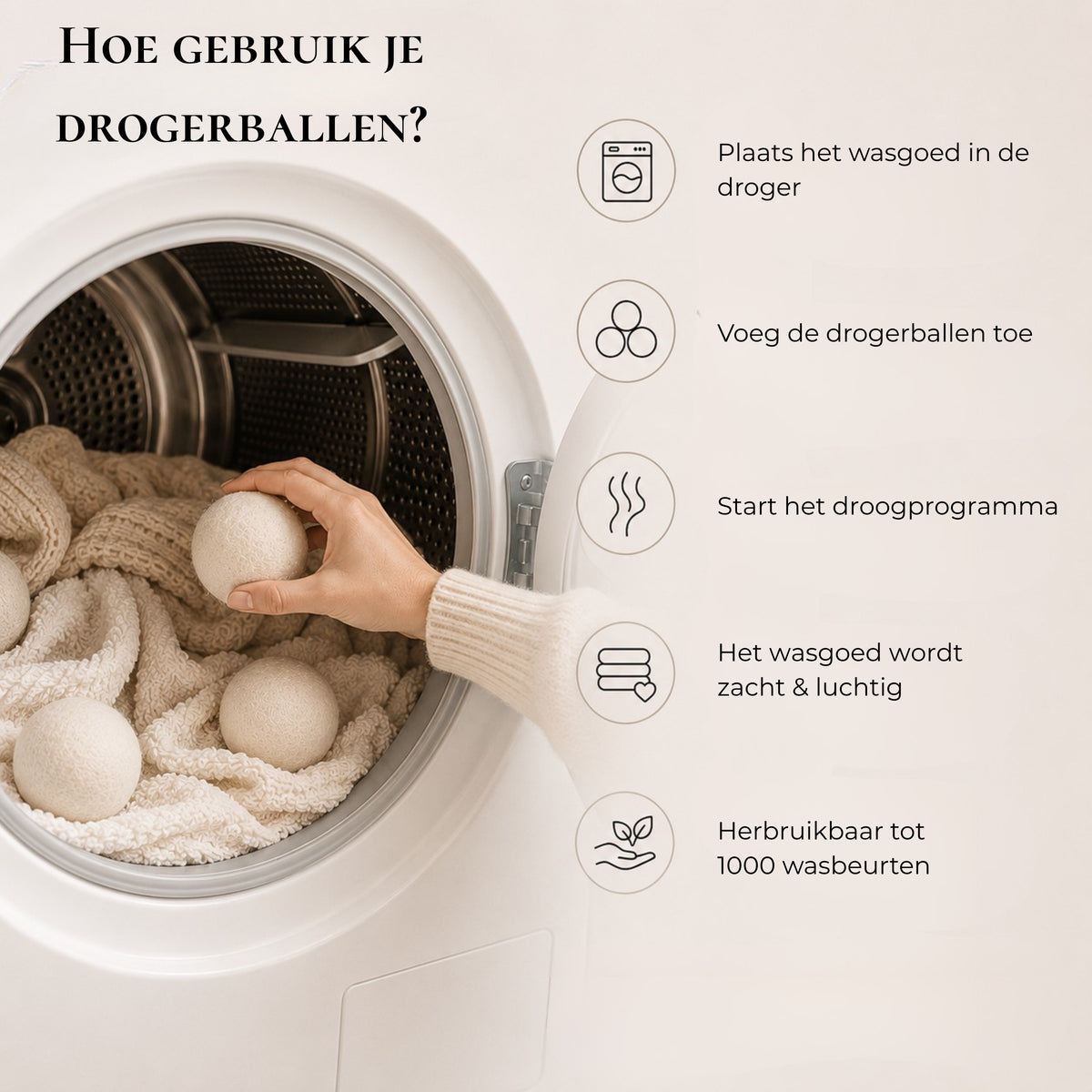 Drogerballen Wol - 6 Stuks - 100% Nieuw-Zeelandse Wol