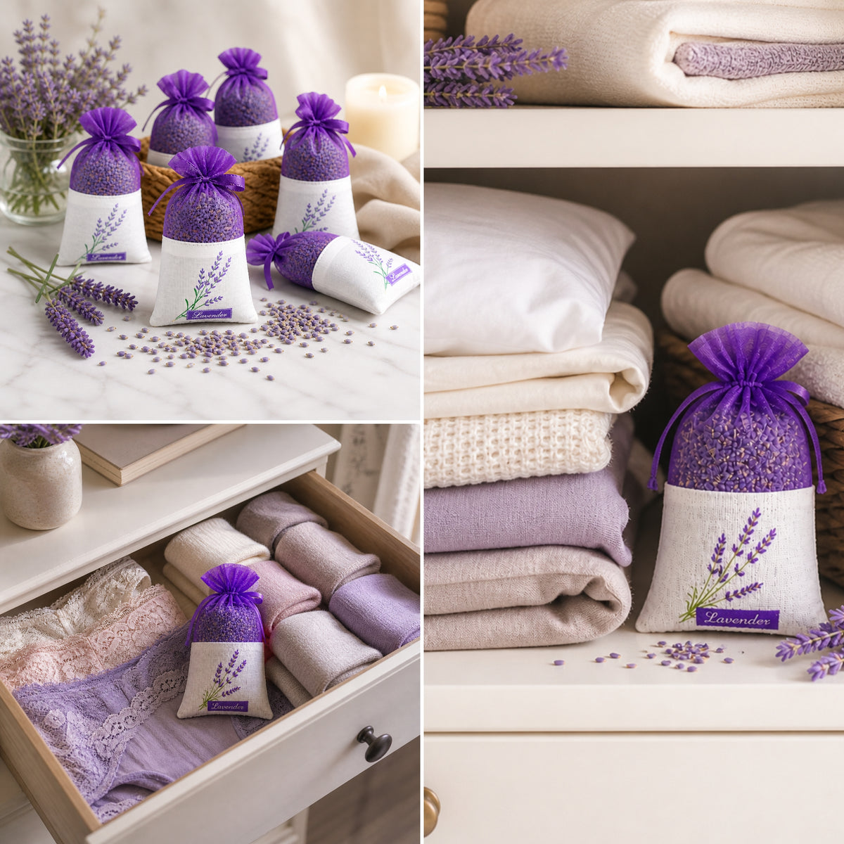 Lavendel Geurzakjes voor Kledingkast - 6 x 20 gram