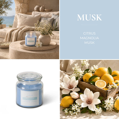 Geurkaars Witte Musk - 400 g