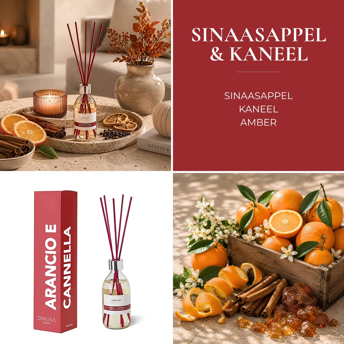 Geurstokjes Sinaasappel en kaneel - 300 ml