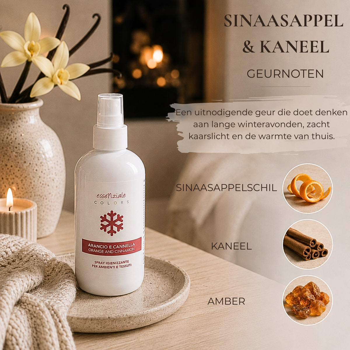 Textielspray Sinaasappel & kaneel - 200 ml - Textiel & Roomspray